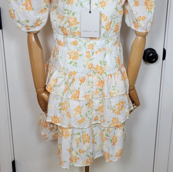 Adelyn Rae Embroidered Floral Dress M Cottagecore Ruffle Mini - Picture 9 of 12